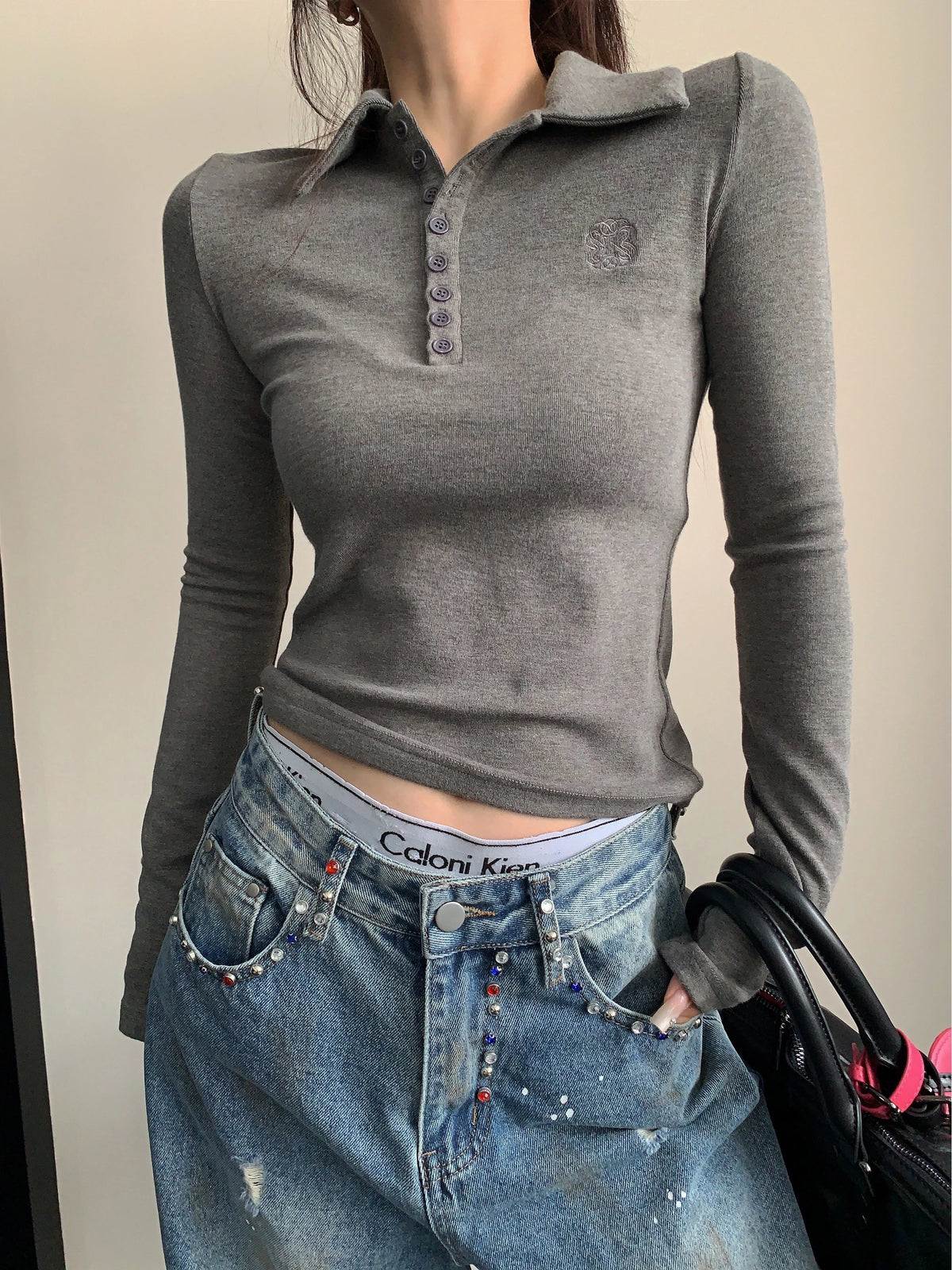 Half-Button Slim Top YLS1052
