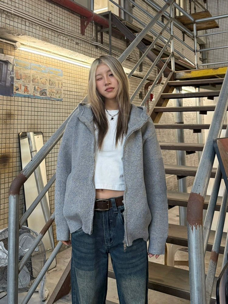 Double Zip Knit Hoodie CYE0027