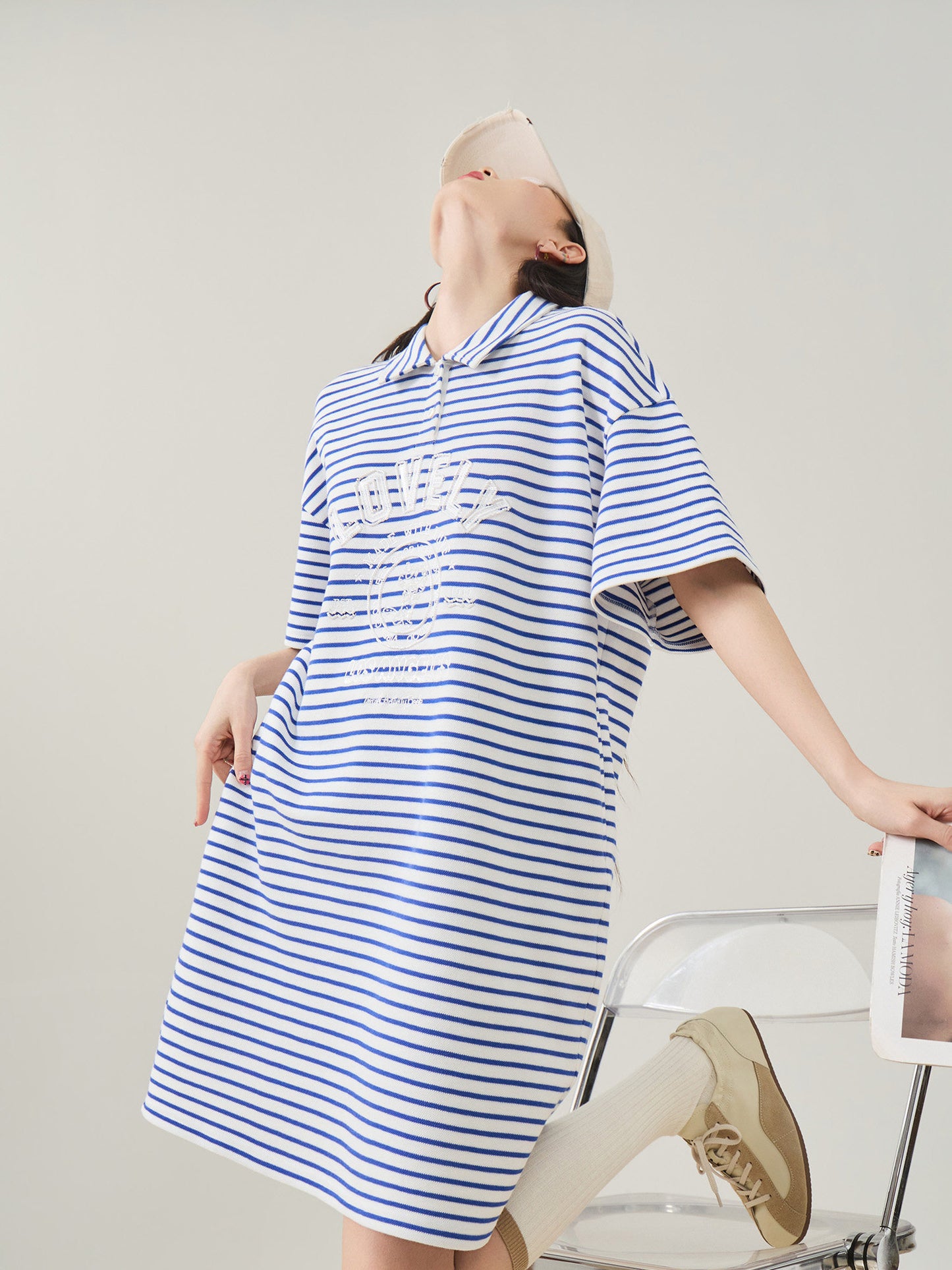 Striped Polo Shirt Mini Dress FER0296