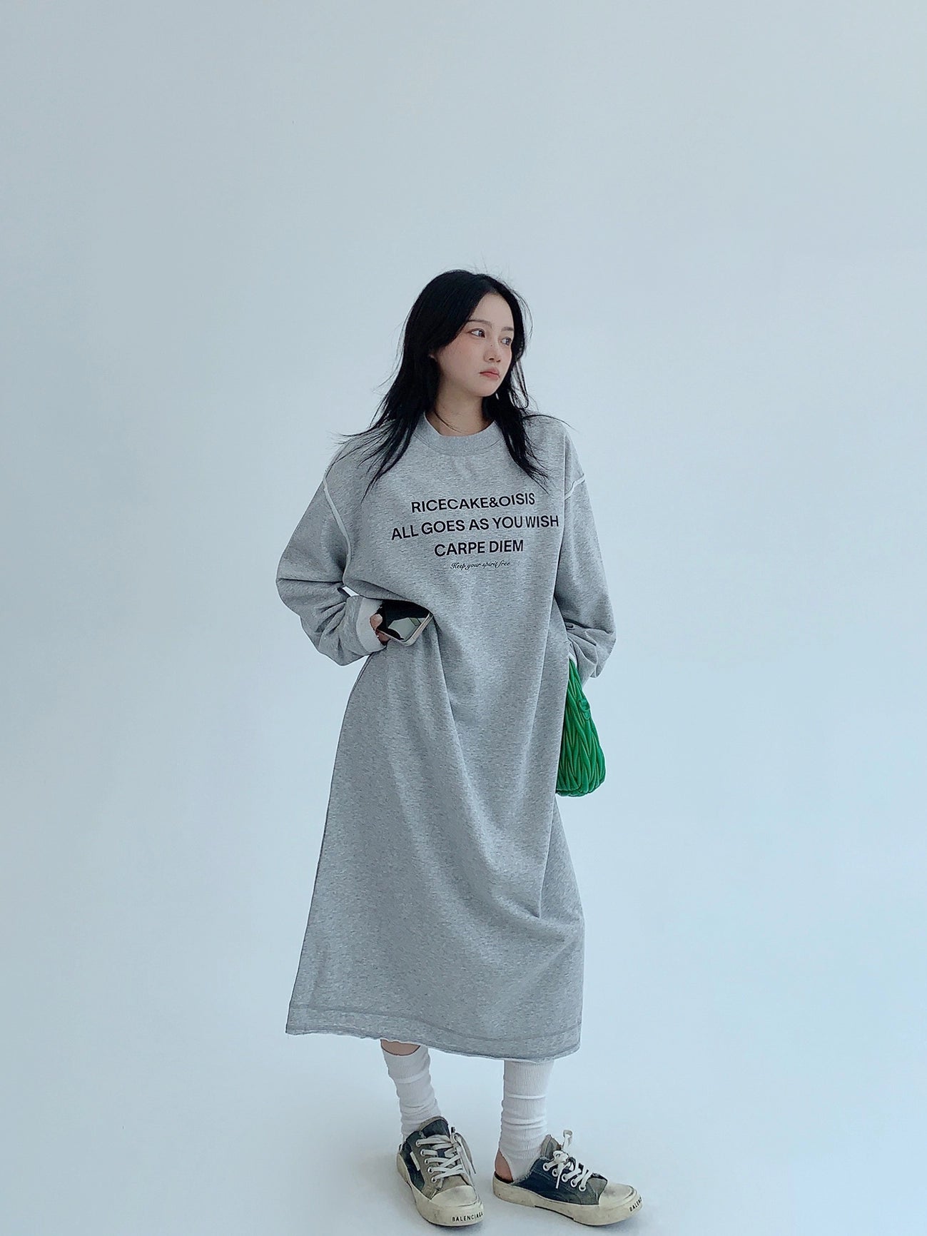 Logo Print Oversized Dress YLS0931