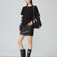 Black Striped Patchwork Knit FER0033
