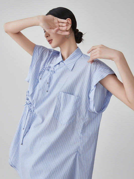 Blue Striped Sleeveless Shirt FER0177