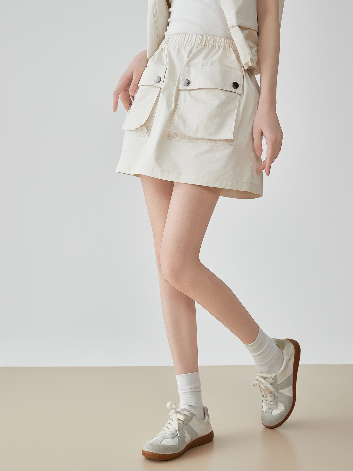 Pocket Drop Shoulder Vest / Half Skirt FER0089