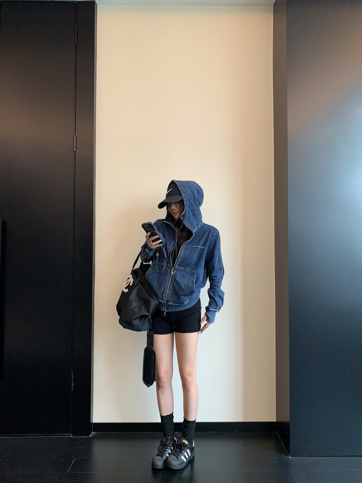 Denim Zip-Up Hoodie YLS1041