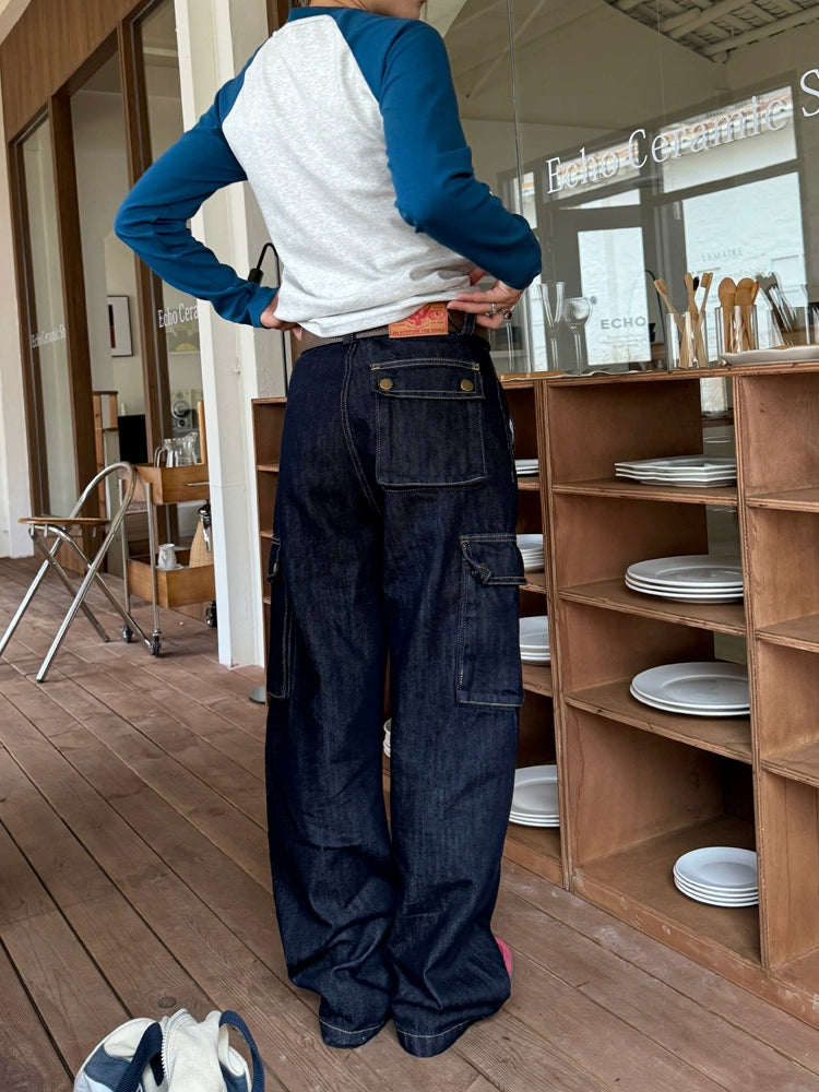 Wide Denim Cargo Pants CYE0078