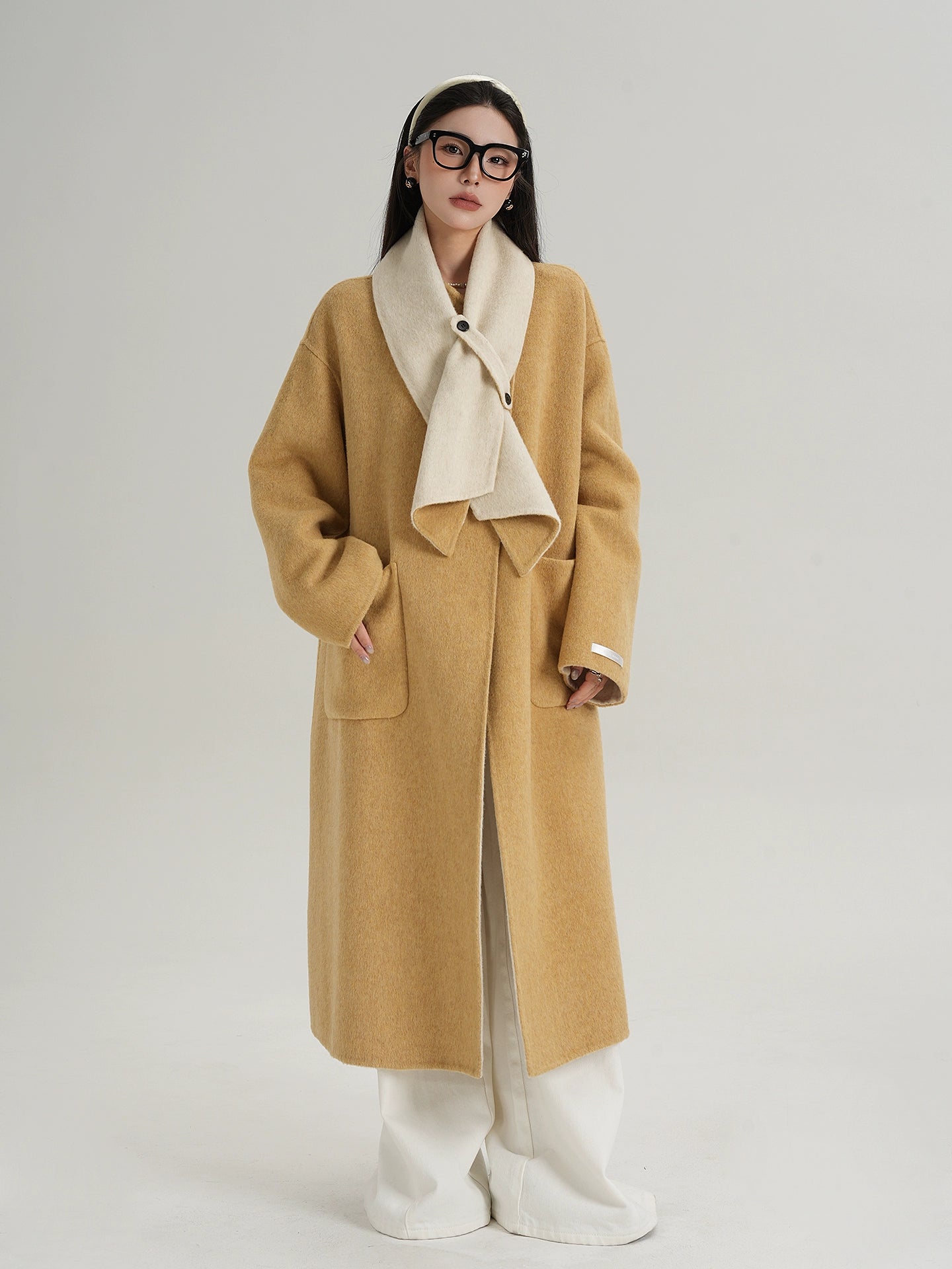 Scarf Collarless Coat SRS0412