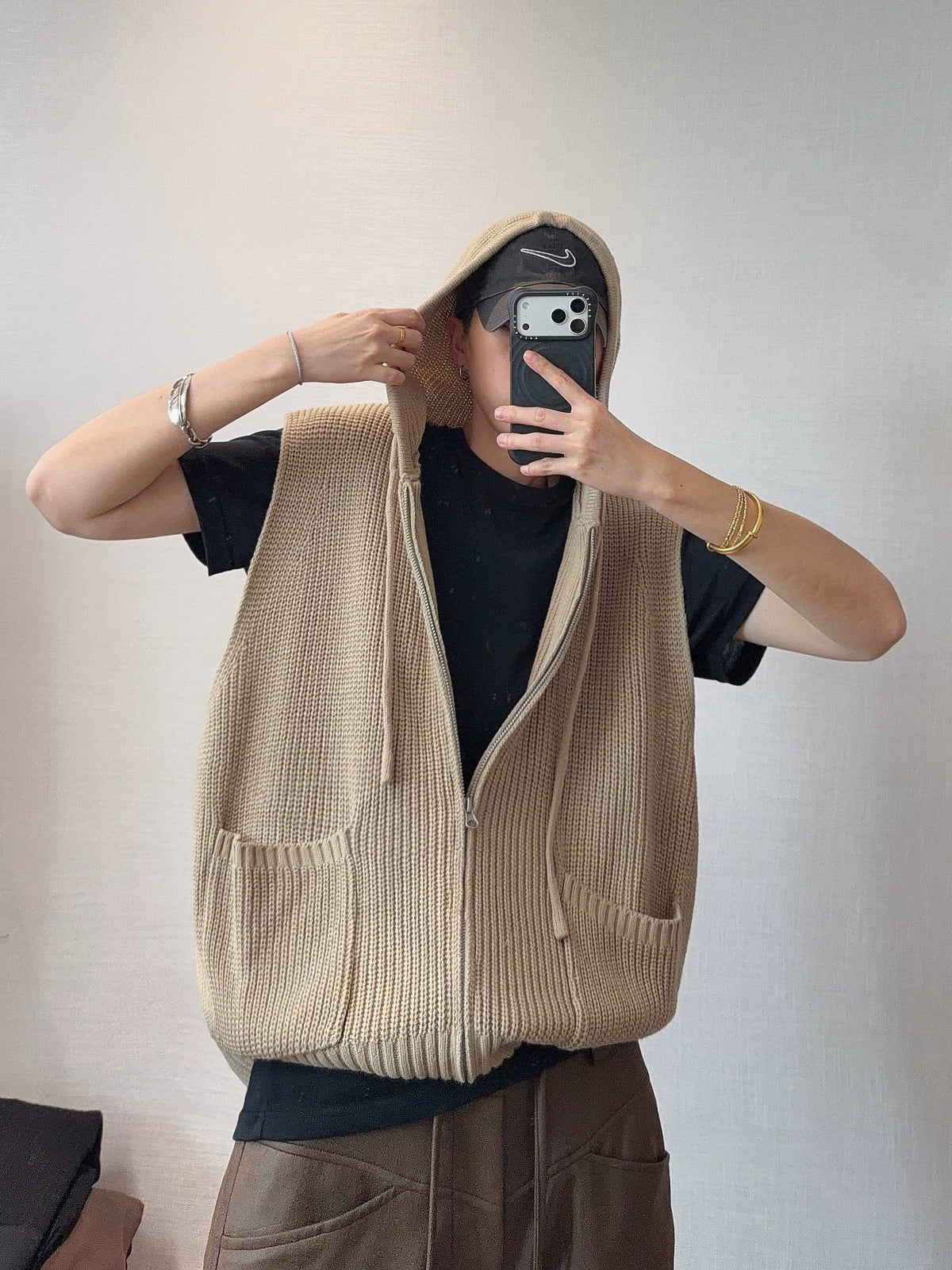 Double Zip Rib Knit Vest DAZ0008