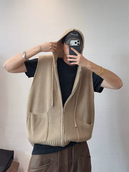 Double Zip Rib Knit Vest DAZ0008
