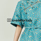 Blue Stand Up Collar Jacquard Dress LLA0048