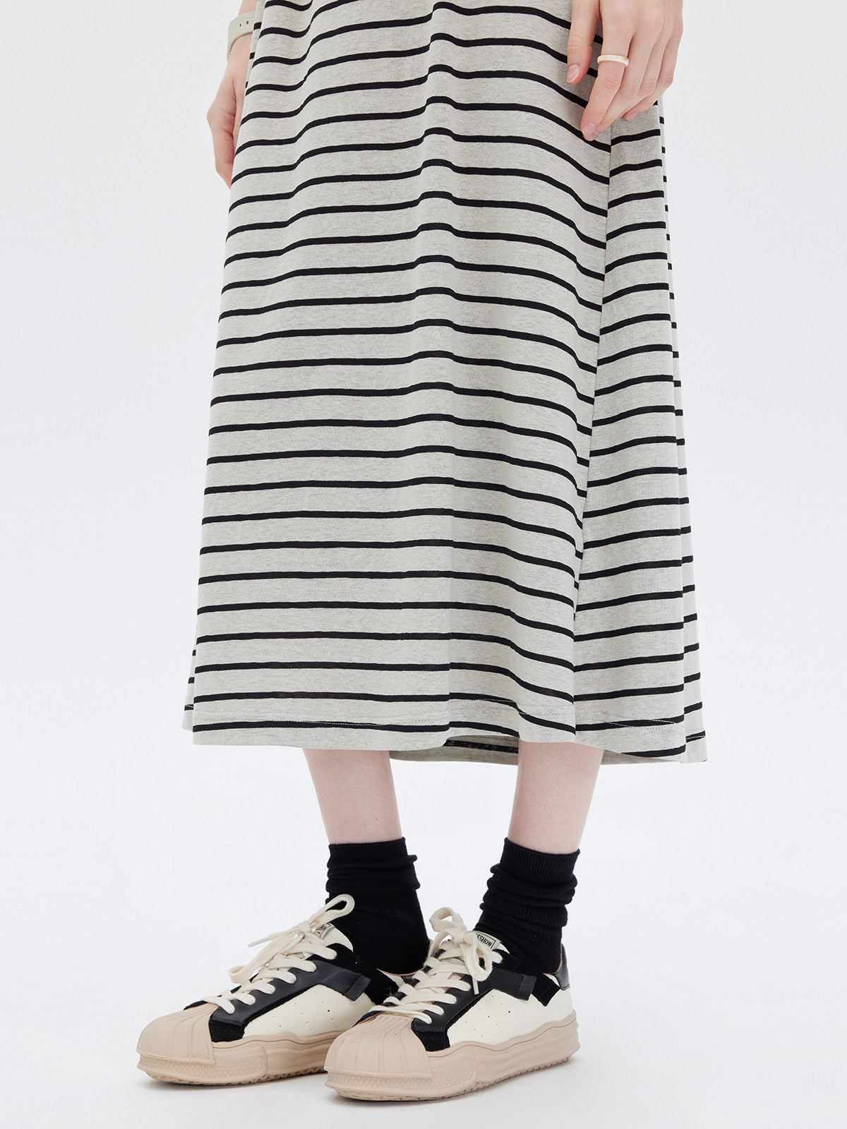 Border Slim Fit Long Dress SHN0001