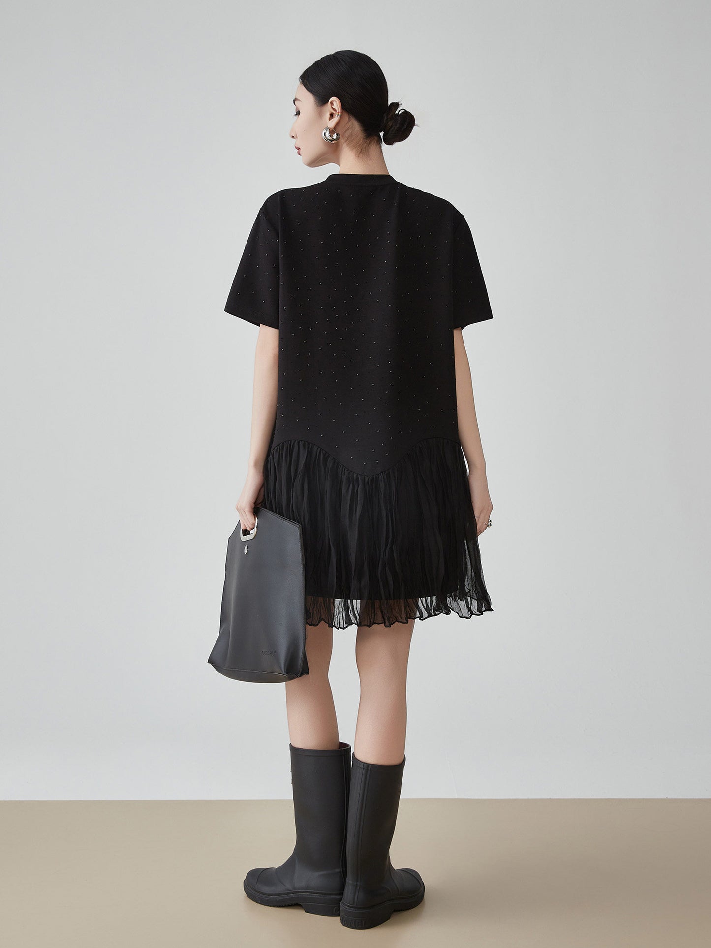 Rhinestone Short-Sleeve T-Shirt Dress FER0080