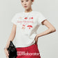 Graphic Short-Sleeve T-Shirt / Polka Dot Mini Skirt LLA0650