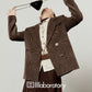 Retro Autumn Jacket/Striped Shirt/Brown Asymmetrical Skirt LLA0542