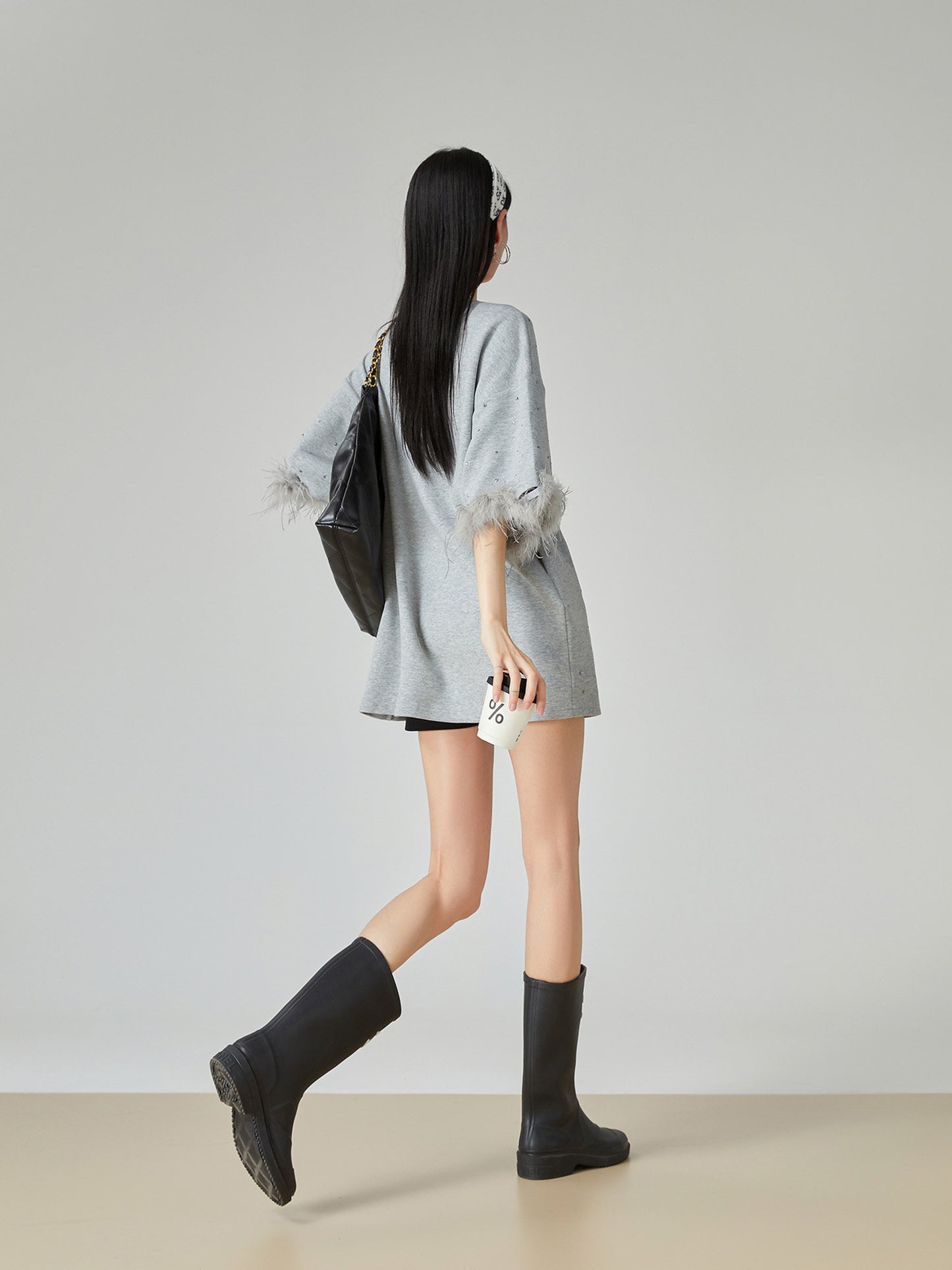 Feather Sleeve Jewel Mini Dress FER0127