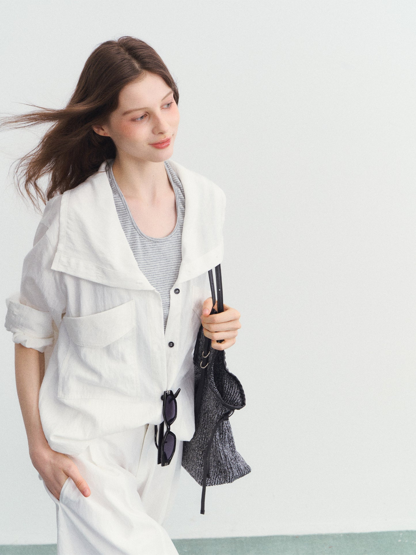 White Long Sleeve / Striped Knit Underwear SPY0032