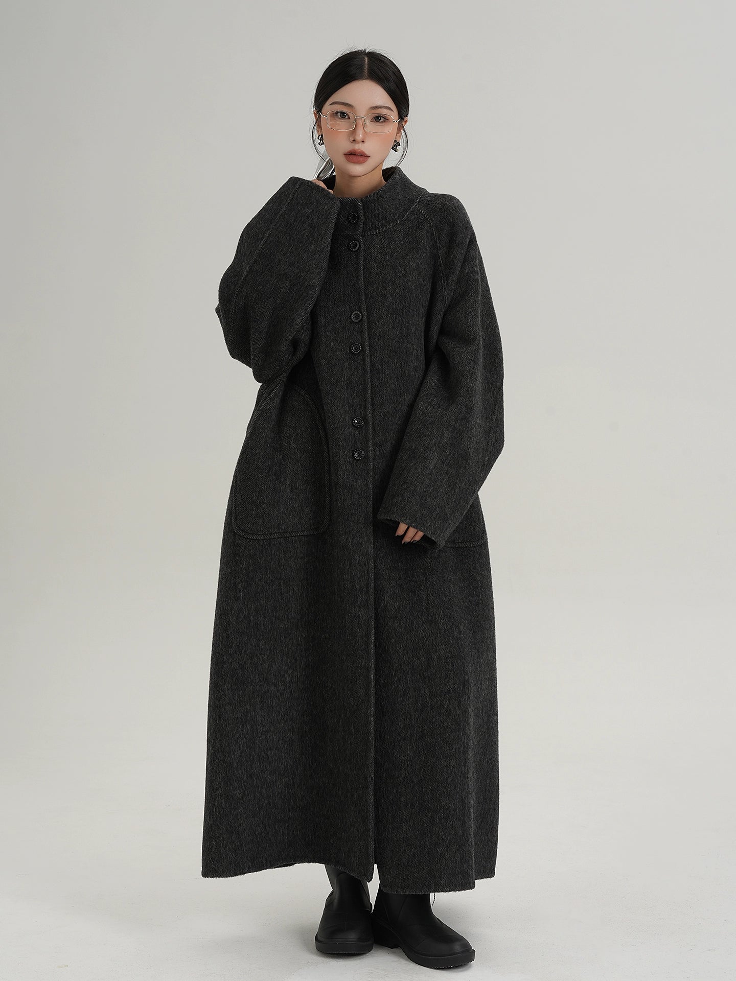 Mock Neck Long Coat SRS0407