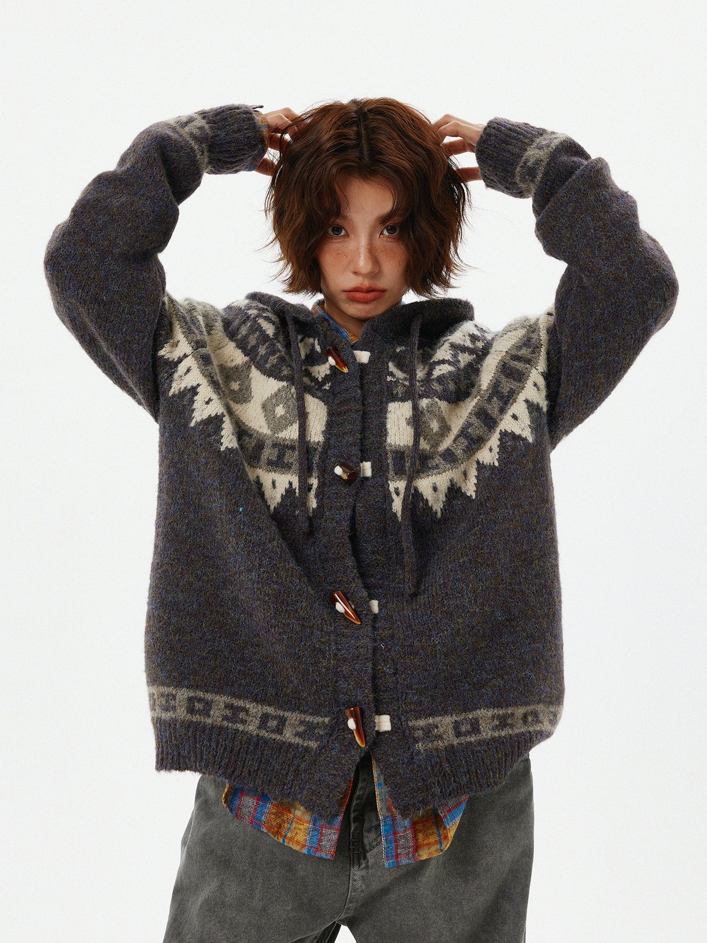 Nordic Duffle Button Knit Cardigan HGX0039