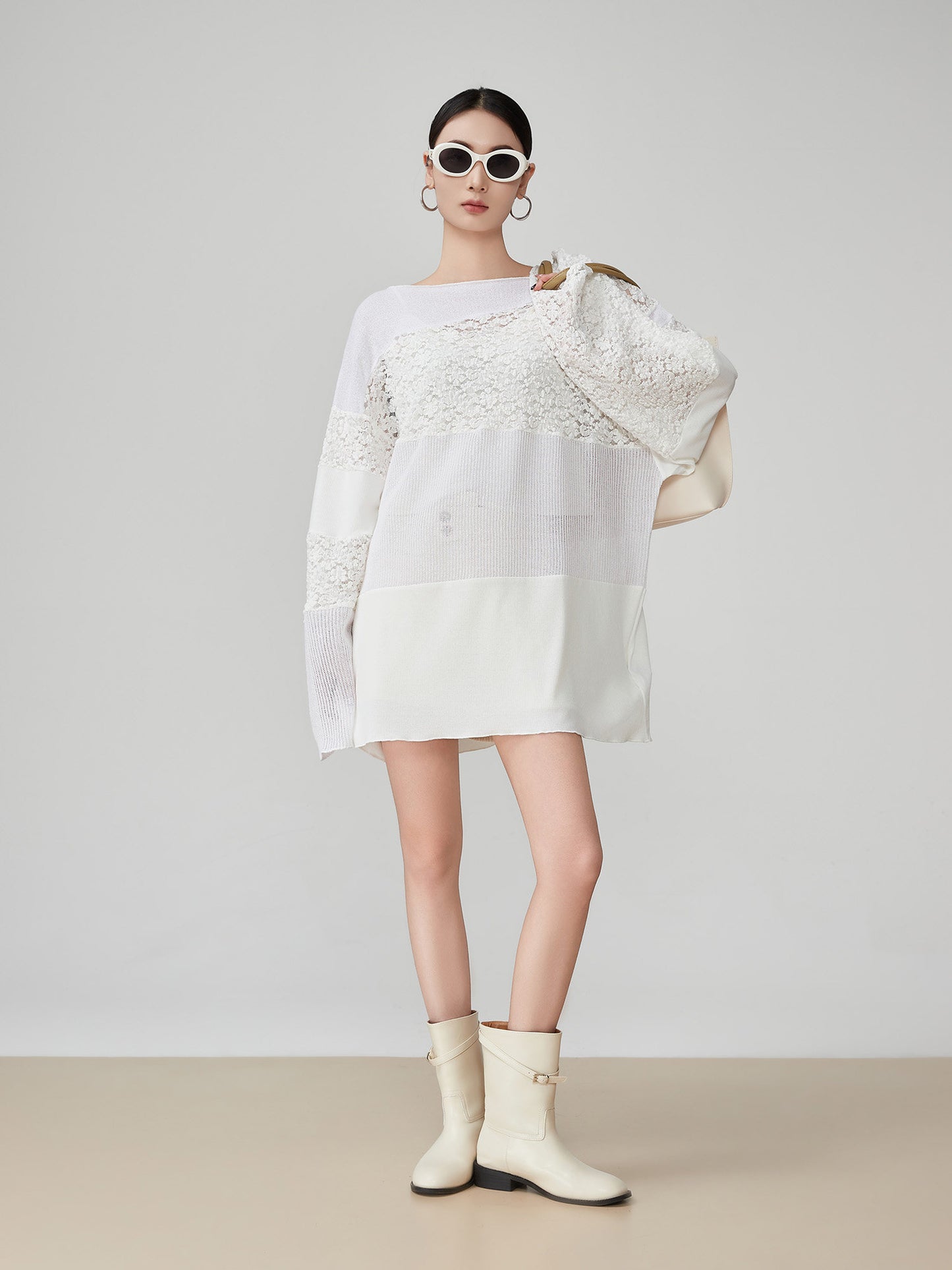 Patchwork-Style Lace Switch Tunic FER0266