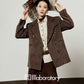 Retro Autumn Jacket/Striped Shirt/Brown Asymmetrical Skirt LLA0542