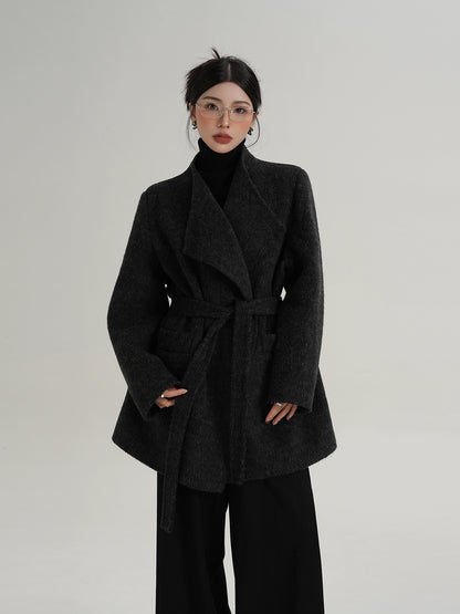 Waist Belt Wool Coat SRS0389