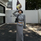 High Neck Long Sleeve Top / Mid Length Skirt ZRS0095