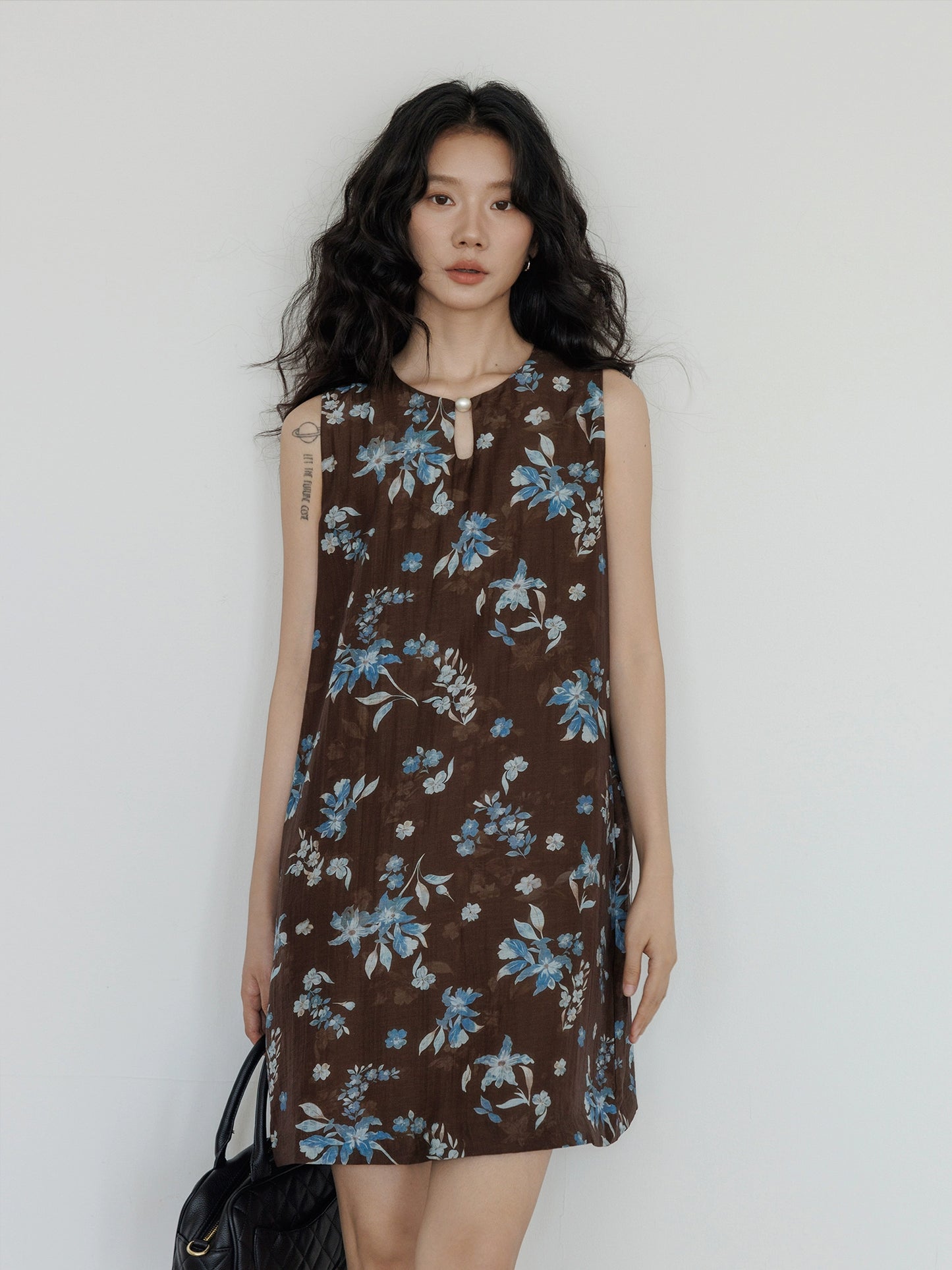 Retro Flower Design Sleeveless Dress VAS0102