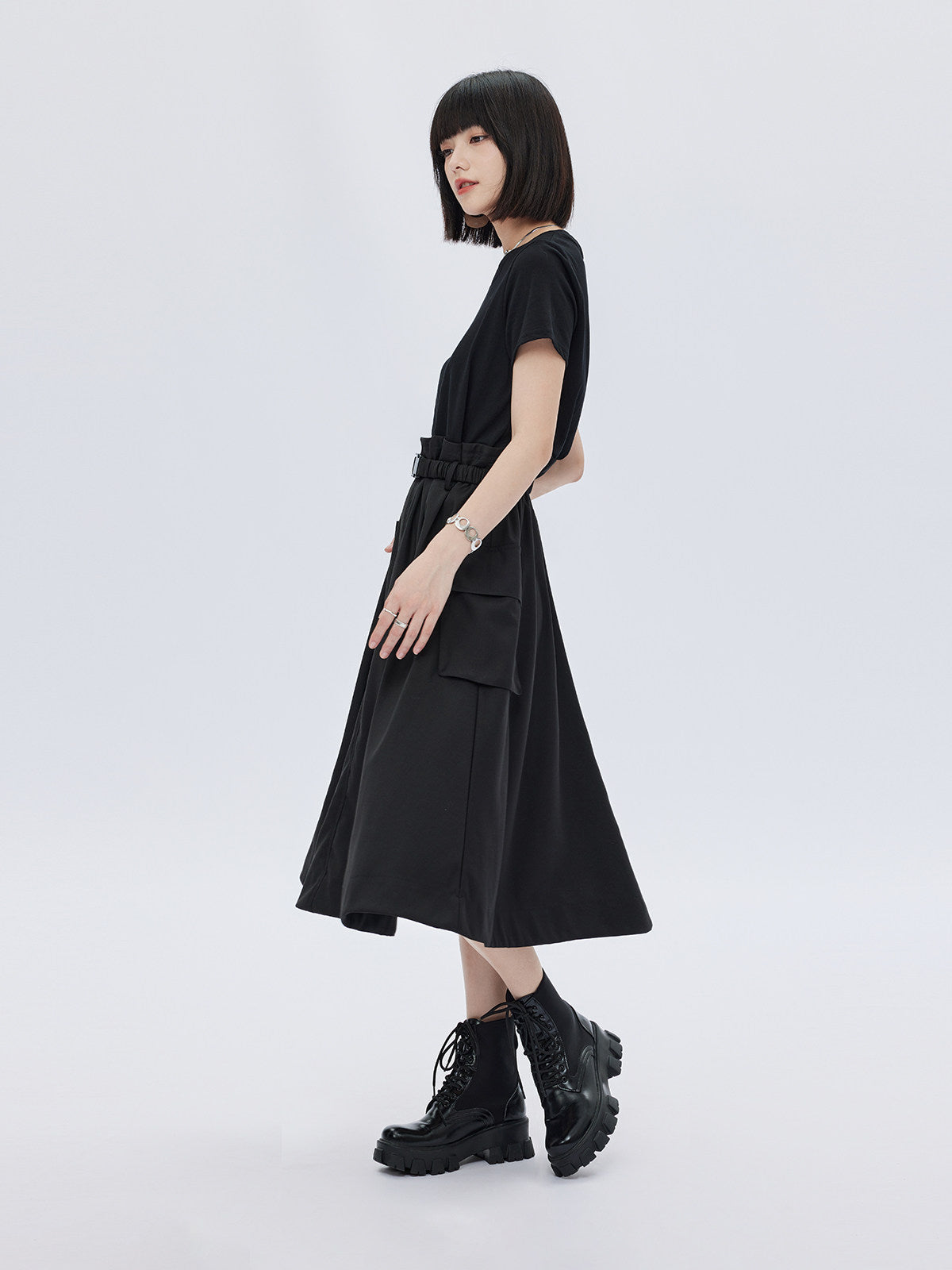 Patch Pocket Waist T-Shirt Dress SHN0013