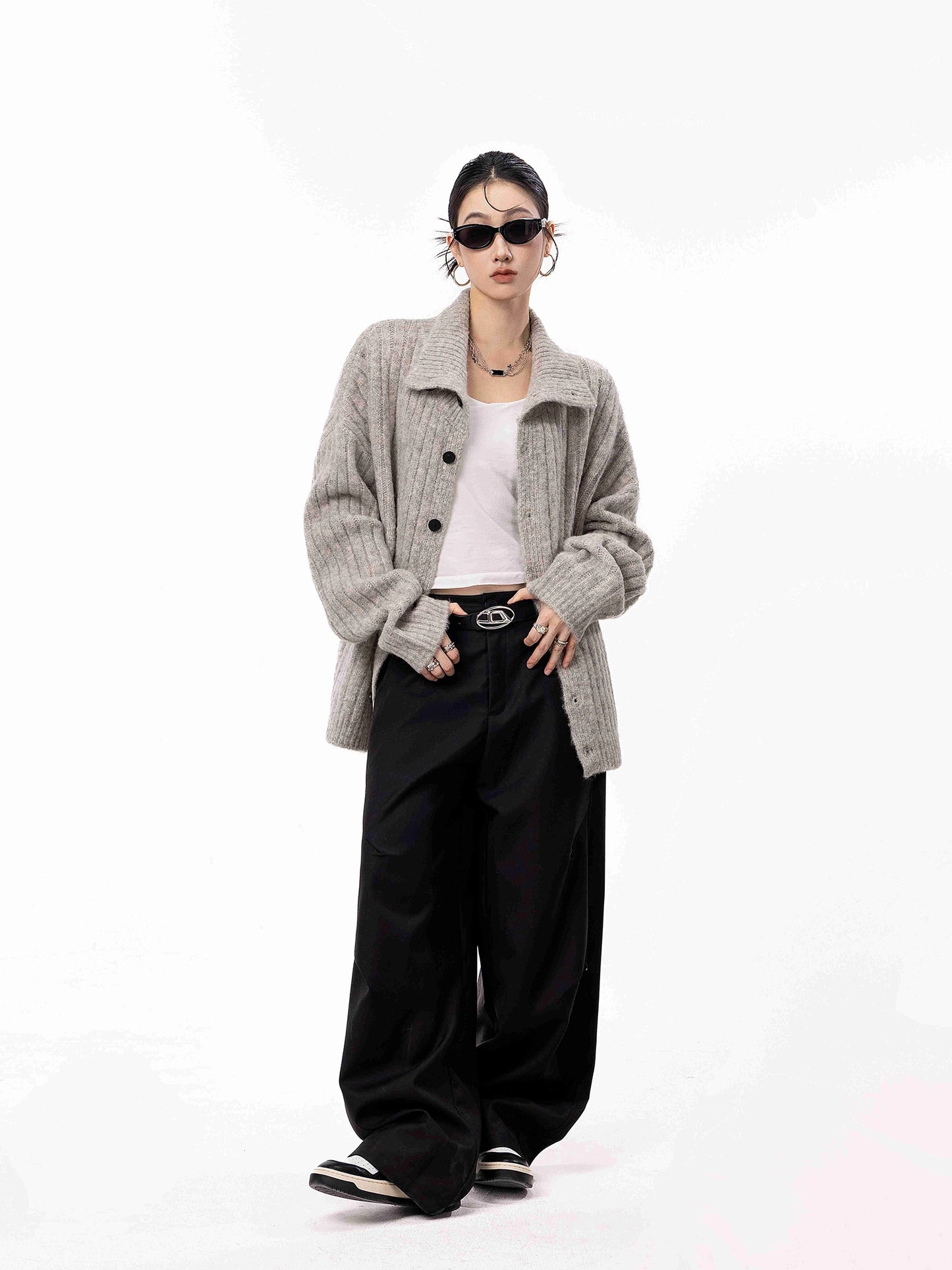 Stand Collar Knit Cardigan ICM0098