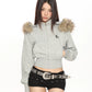 Fur Cropped Zip Up Hoodie BGS0013