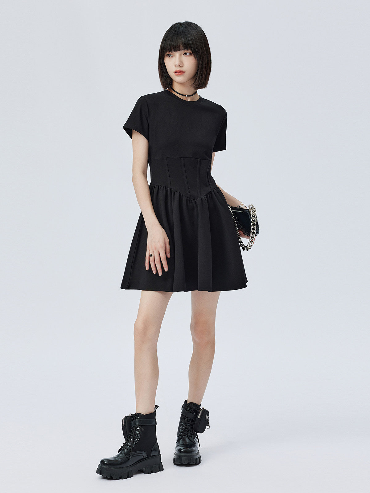 Round Neck Short Sleeve Dress SHN0008