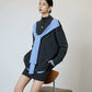 Gray Blue Color Block Design Knit SUY0002
