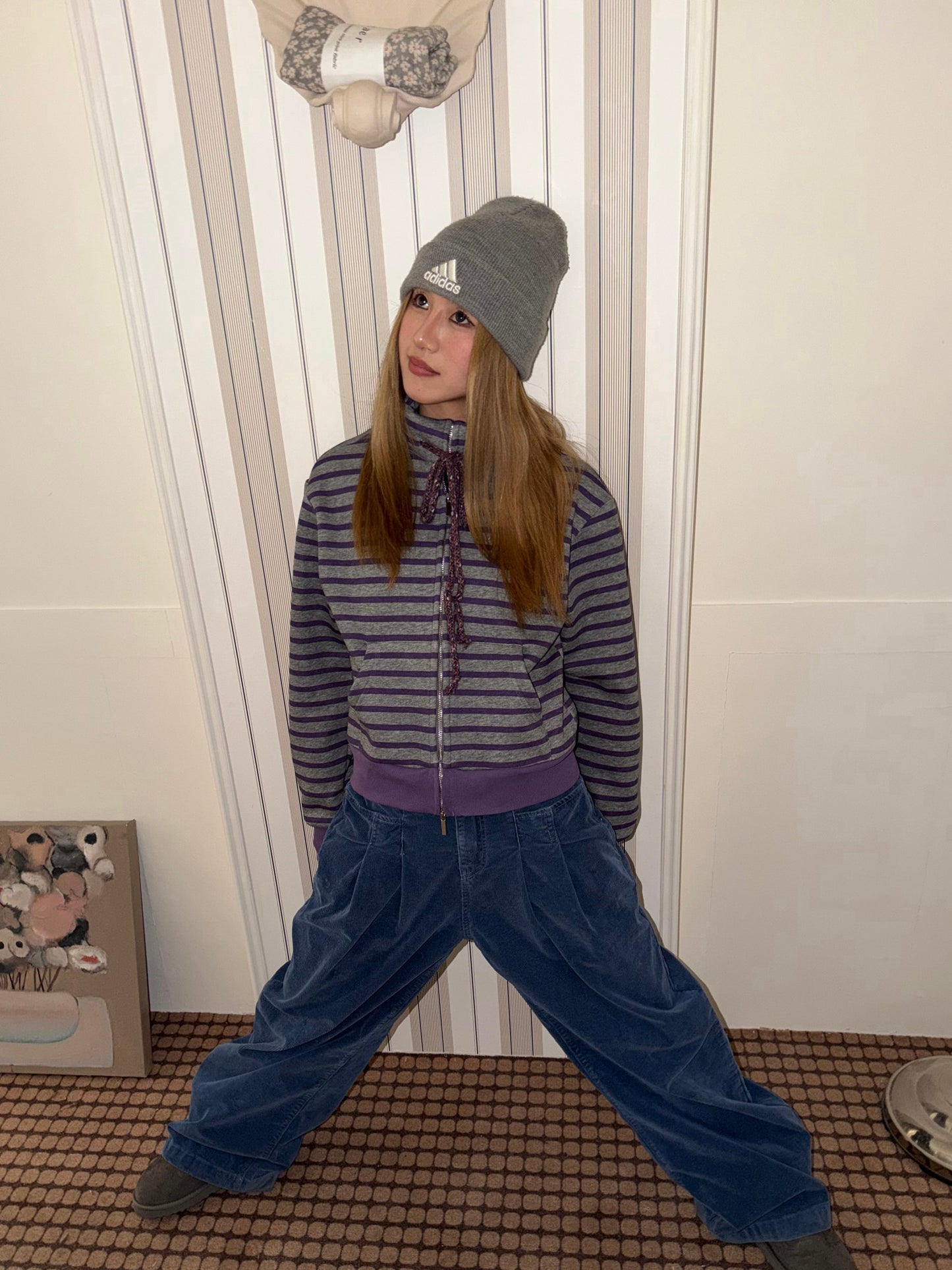 Striped Fleece Stand Collar Hoodie CYE0096