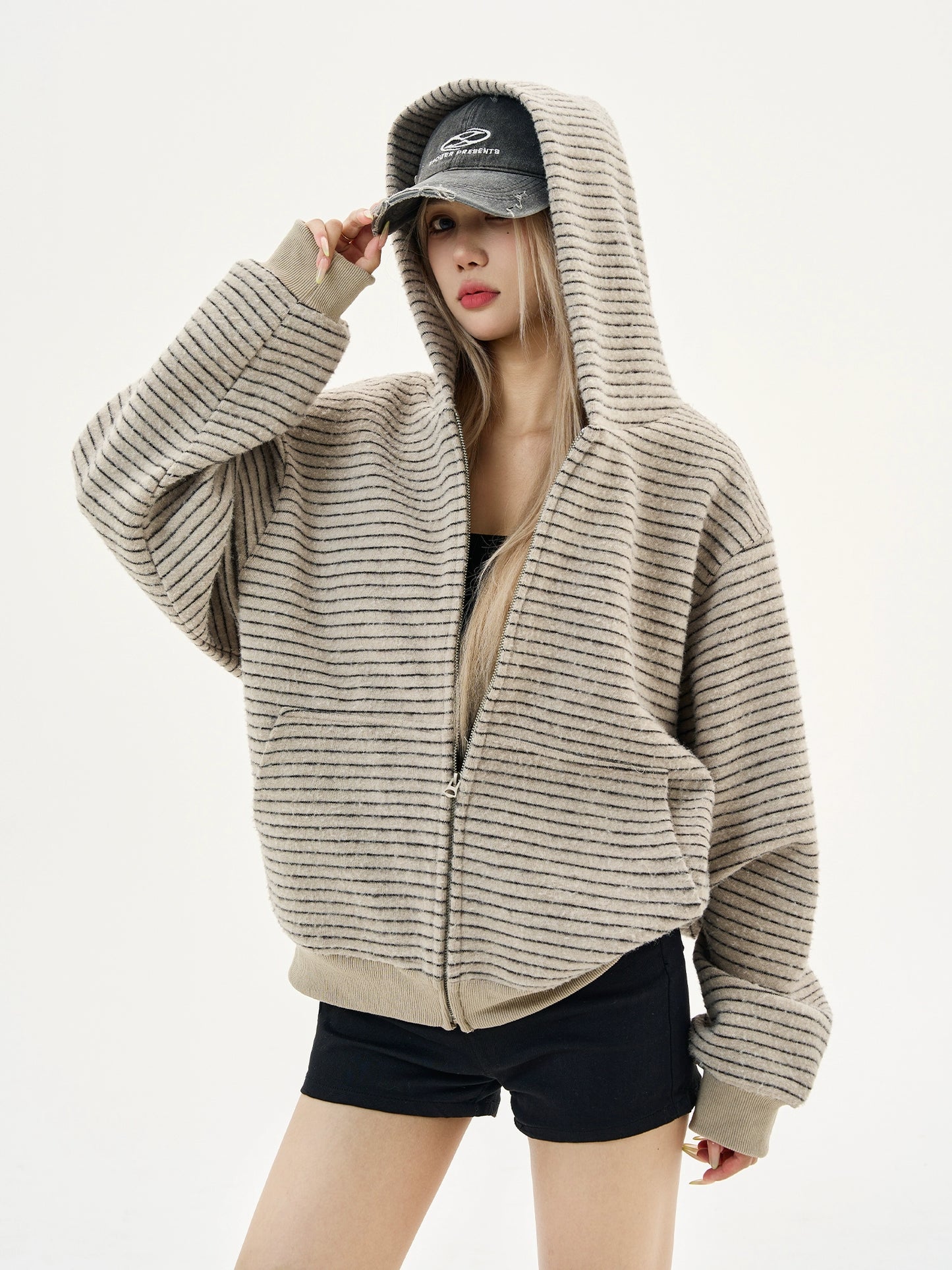 Thin Striped Zip-Up Hoodie MAD0005