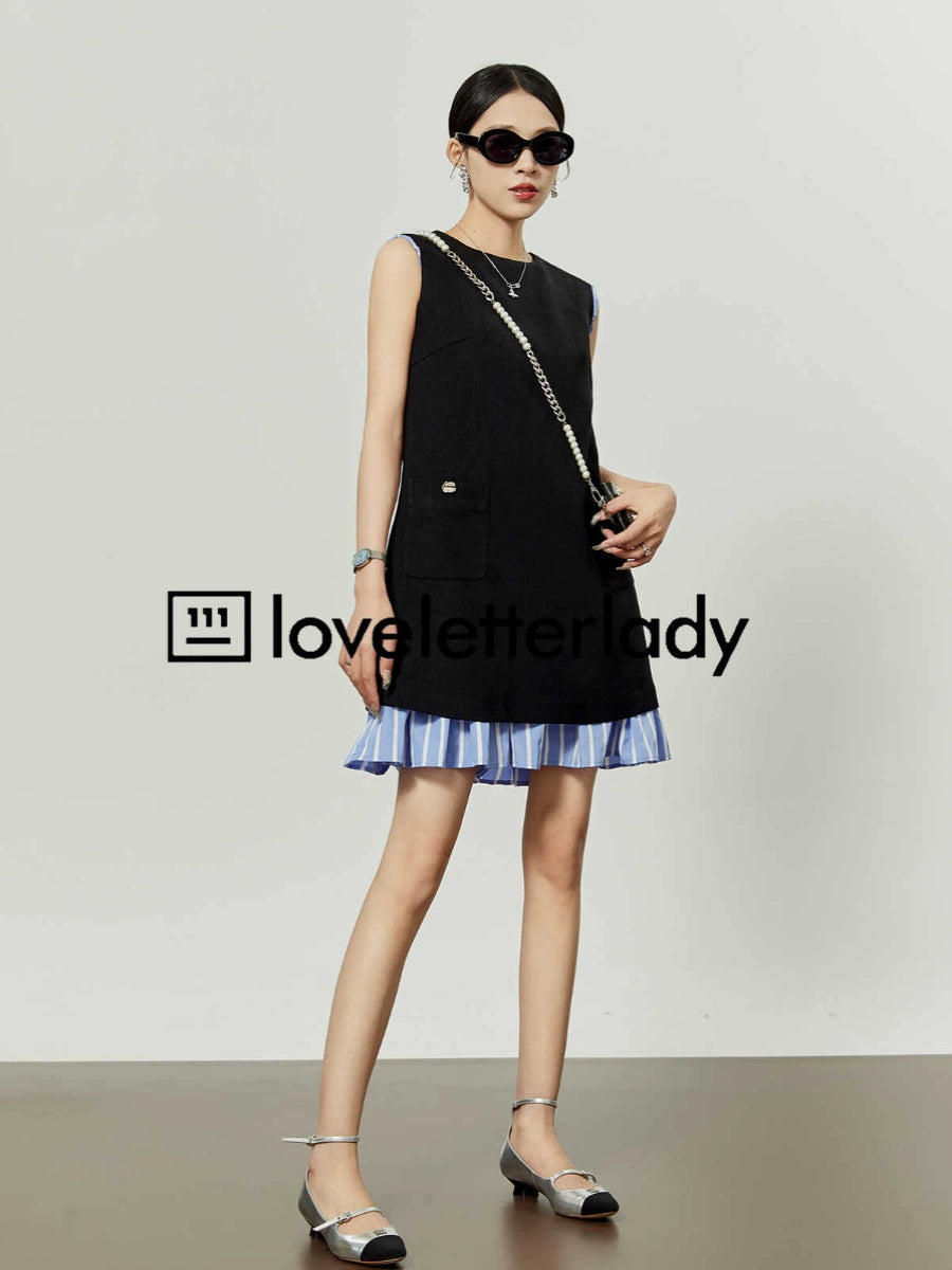 Black & Blue Stripe Dress LLA0142