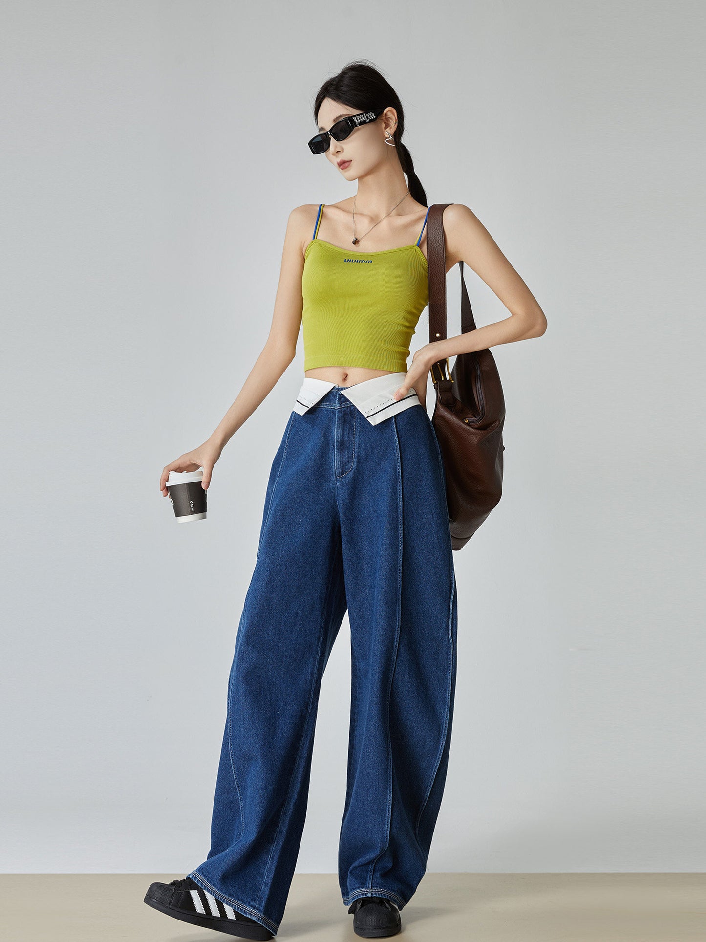 Cuffed Waist Wide Denim FER0097