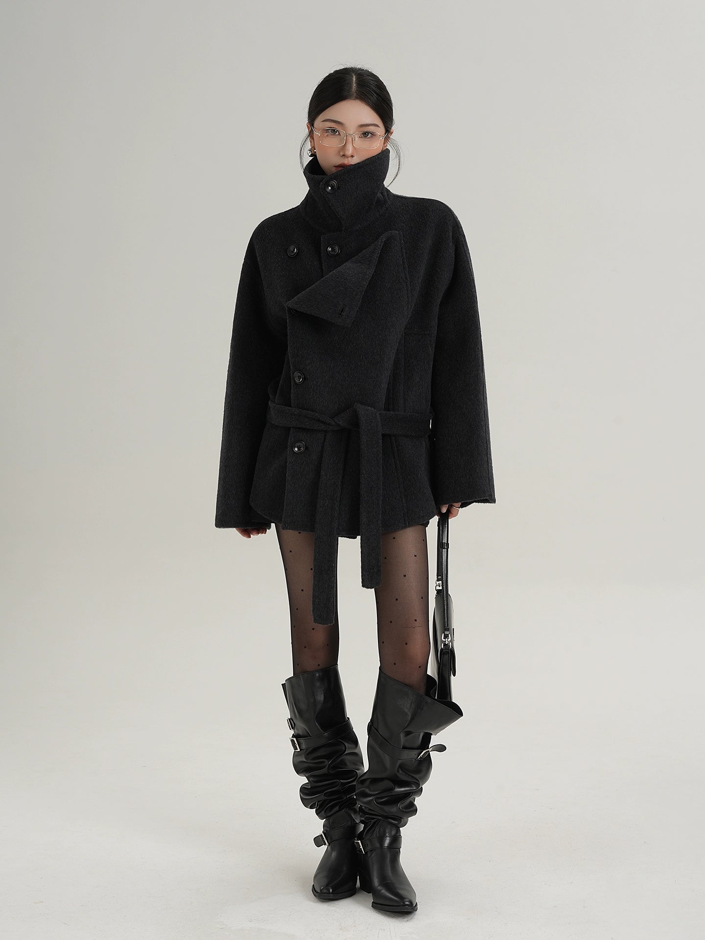 Stand Collar Wool Trench Coat SRS0376