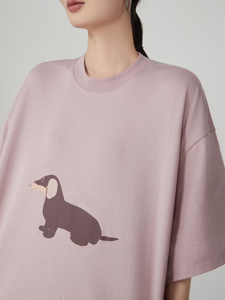 Dog Print Oversized T-Shirt FER0219