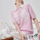 Sheer Short-Sleeve Polo Knit FER0261