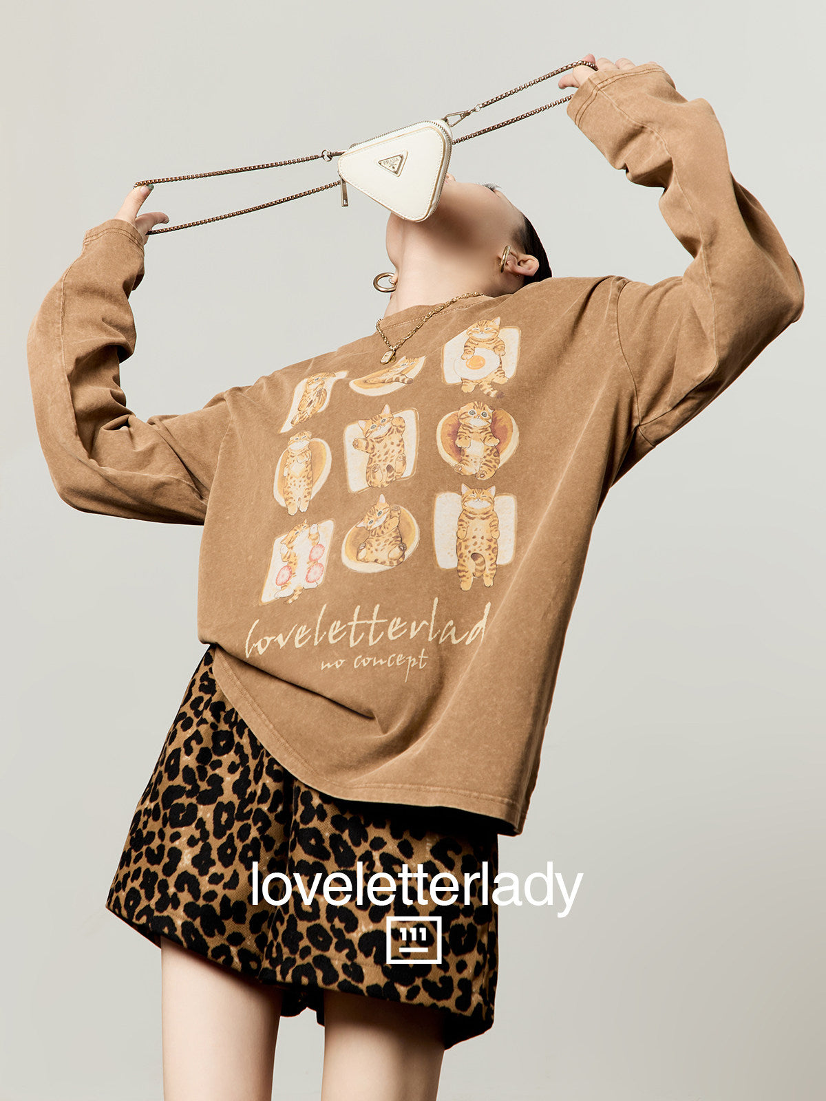 Cat Full Print T-Shirt / Leopard Casual Pants LLA0655