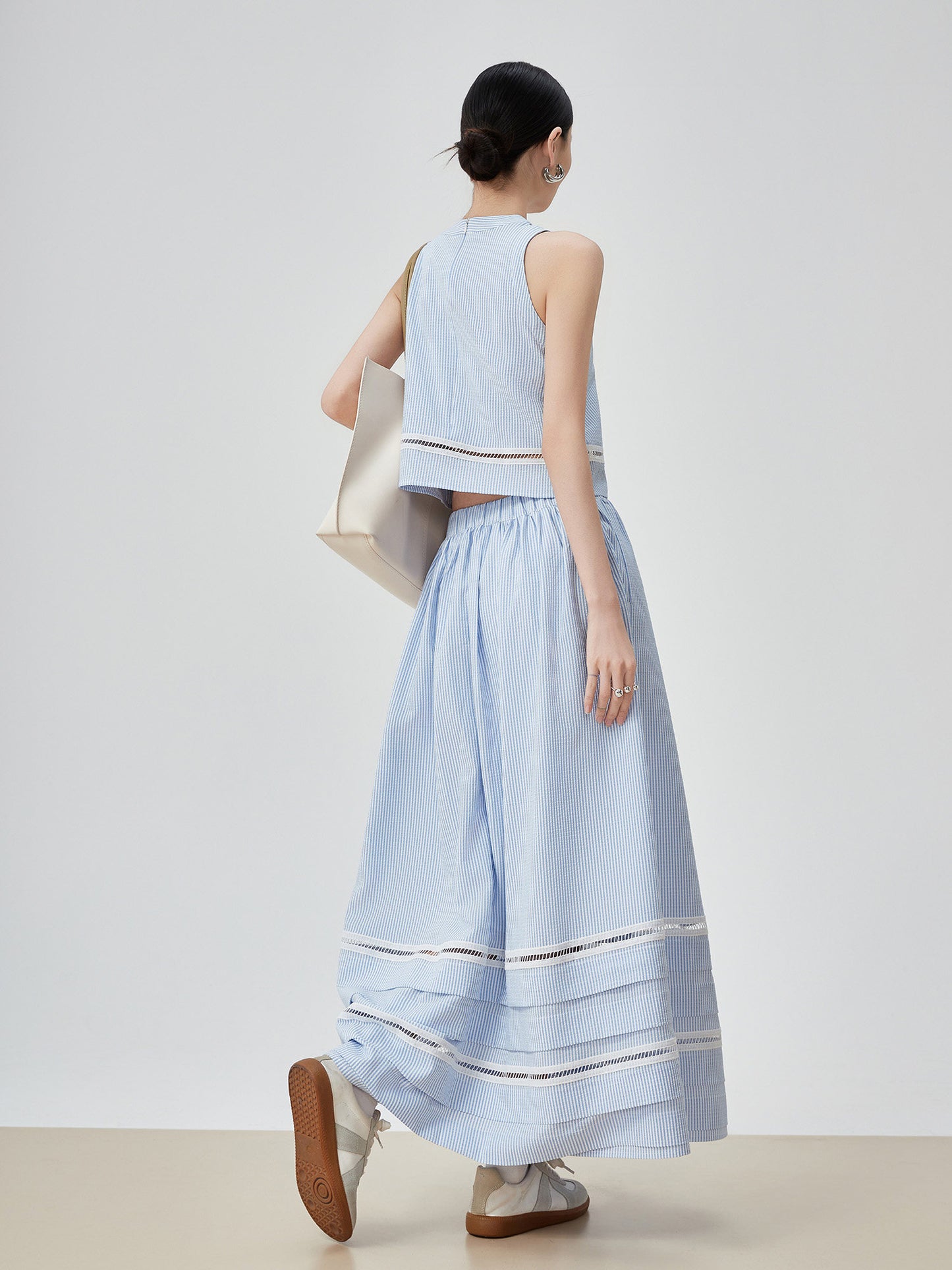 Striped Sleeveless Top / Wide Skirt FER0143