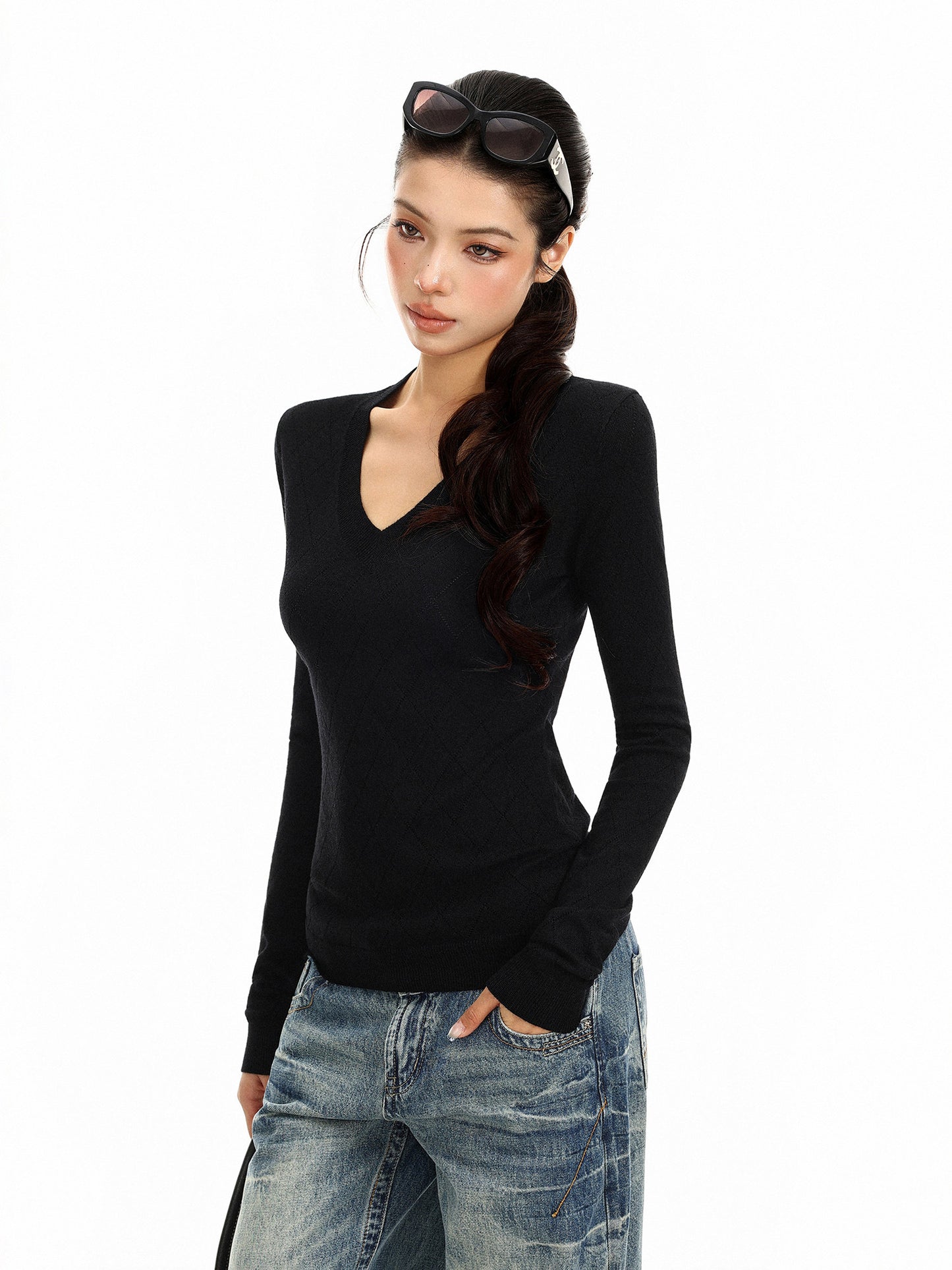 V-Neck Knit Top BGS0054