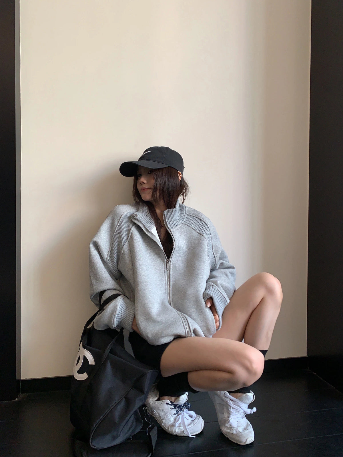 Rib-Knit Switch Zip-Up Blouson YLS1056