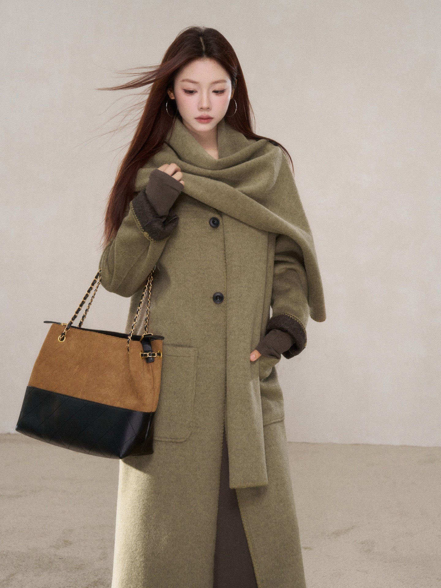 Scarf Collar Wool Coat WDB0004
