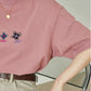 Floral Embroidery Pink T-Shirt LLA0066