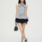 Navy Blue Double Layer Skirt PUC0017