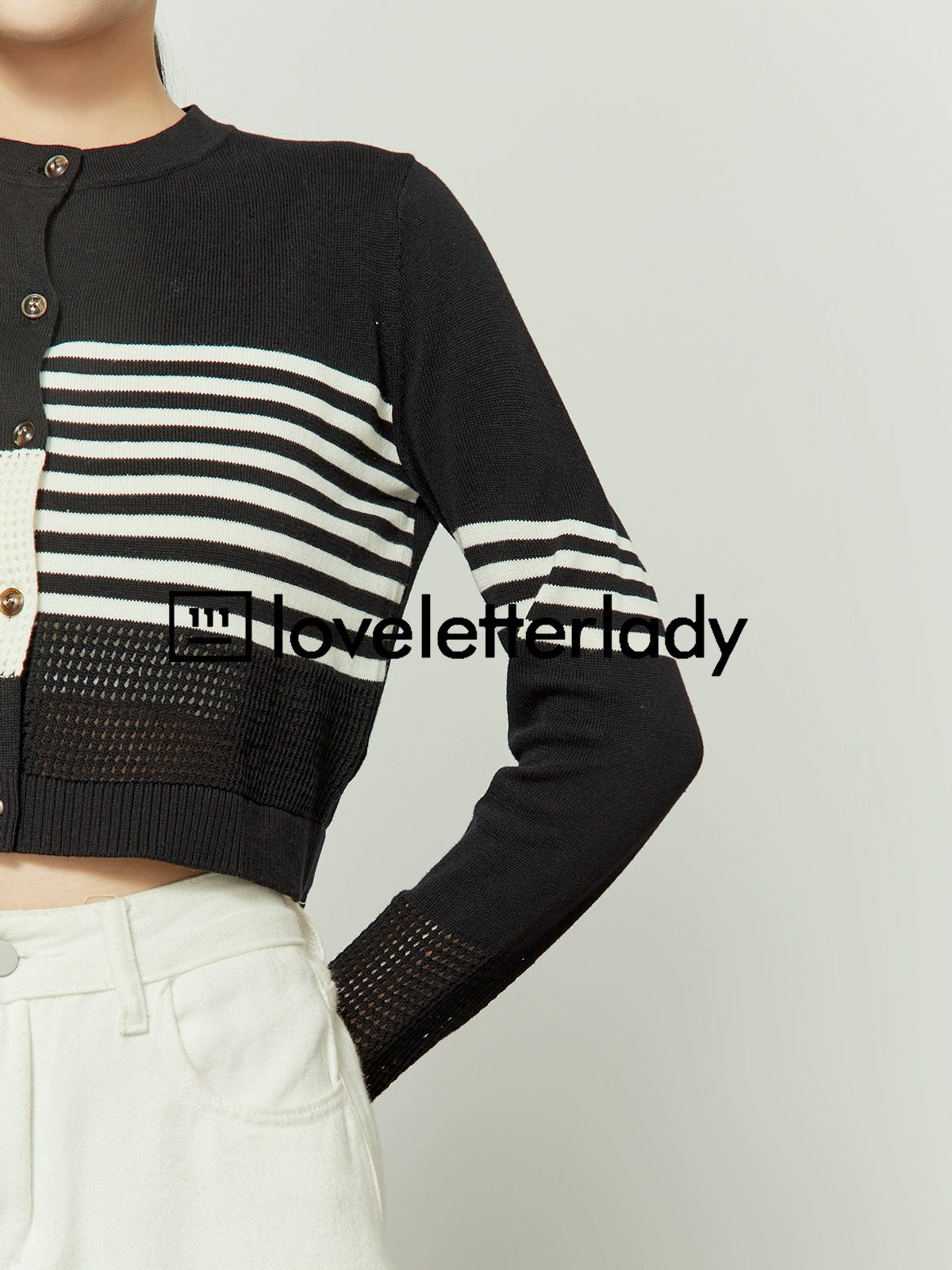 Black & White Striped Knit Sweater LLA0253