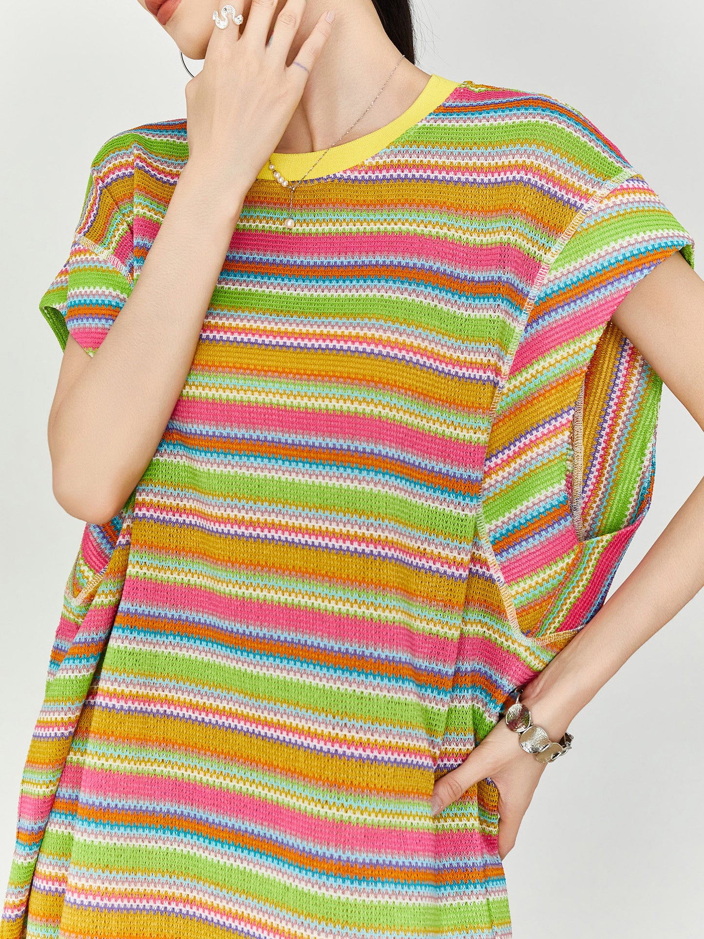 Multicolor Striped Sleeveless Top / Shorts FER0353