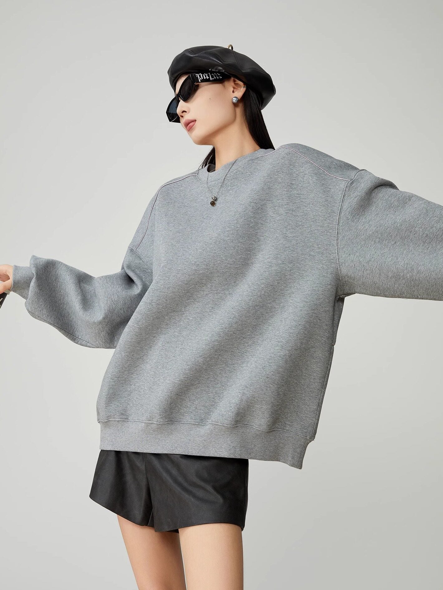 Back Print Crew Neck Pullover Top FER0054