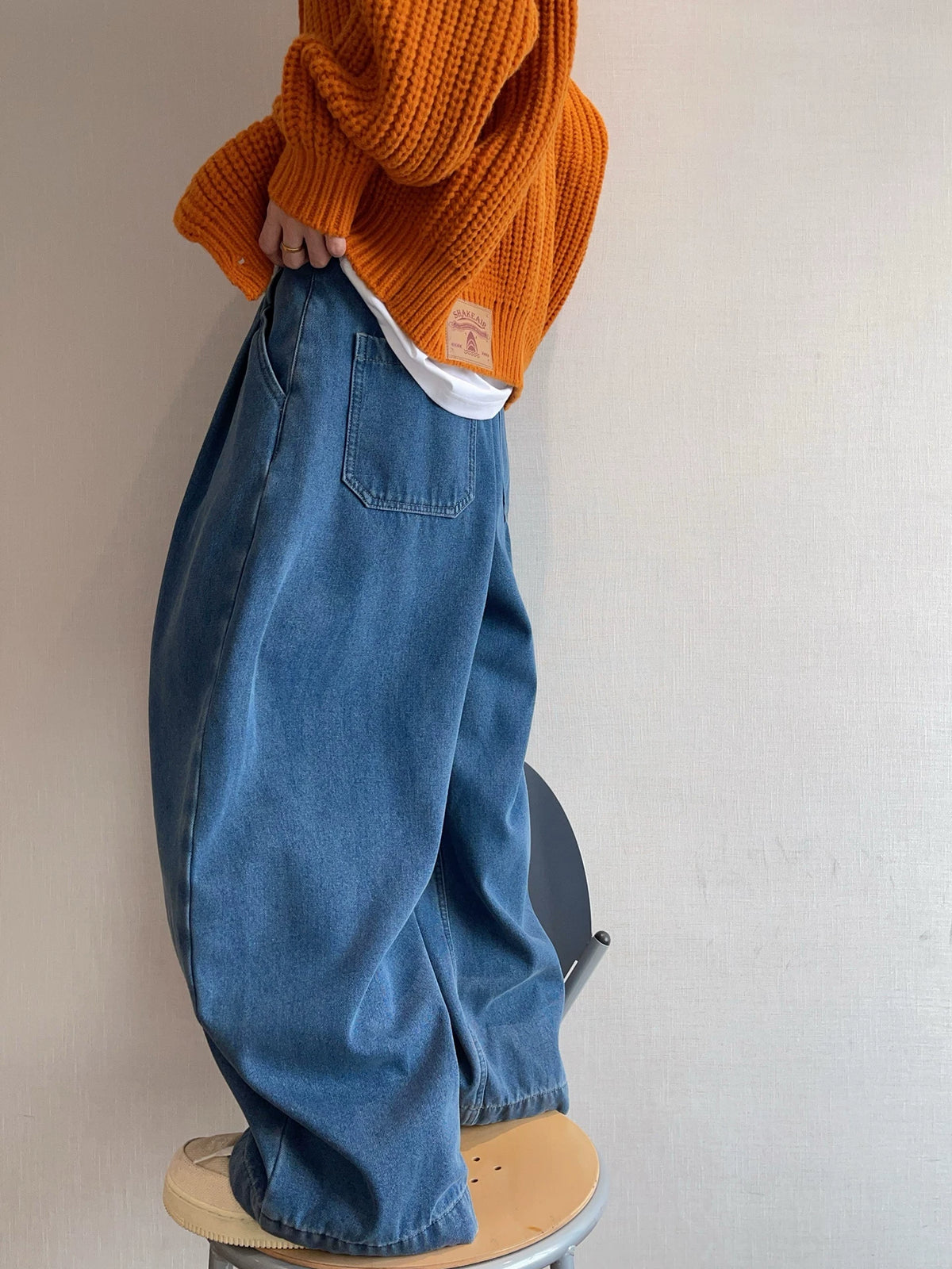 Retro Washed Blue Wide Jeans DAZ0001