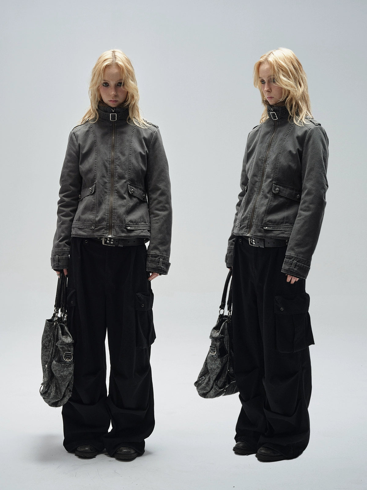 Stand Collar Punk Washed Jacket WAT0010